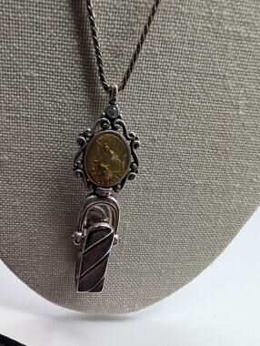 Brighton "I Believe in Angels" Coin Badge holder Necklace Silver-Tone RARE